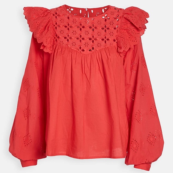 en saison Tops - En Saison Ruffle eyelet blouse